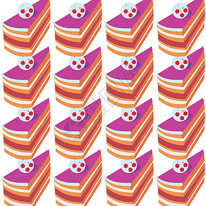 肖松尼盆地白色背景上有蛋糕块的甜蜜无缝图案 您的设计要用软体背景来描述 矢量插图装饰品粉色纺织品食物织物墙纸糖果糕点奶油蛋糕插画