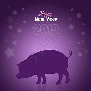 猪年新年庆典动物插图明信片哺乳动物吉祥物十二生肖文化背景图片