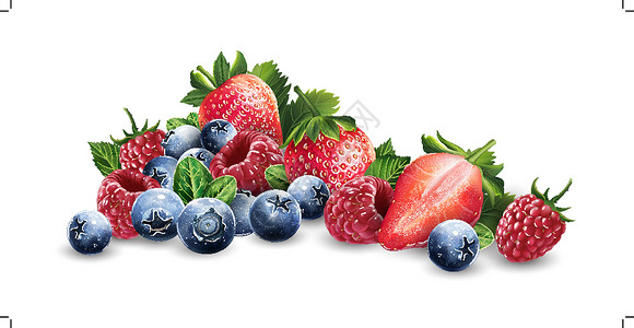 覆盆子 蓝莓和草莓厨房烹饪蜜饯食物生态收成标签餐厅美食水果背景图片