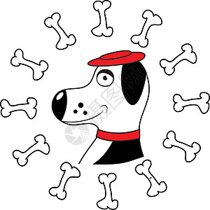 烈性犬有骨头的狗 与世隔绝 向量设计图片