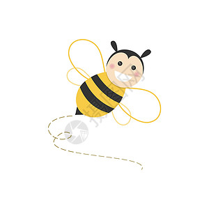 飞翔的小蜜蜂孤立的快乐蜜蜂在白色背景上飞翔插画