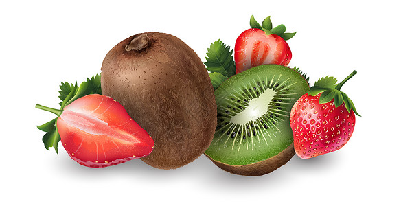 草莓和标签广告食物甜点水果生态餐厅厨房插图徽章背景图片