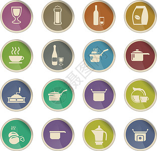 食物和厨房图标 se玻璃瓶子杯子平底锅咖啡茶壶蒸汽背景图片