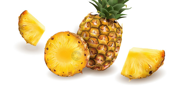 白色背景的菠萝餐厅广告标签插图蜜饯收成包装美食食物水果背景图片