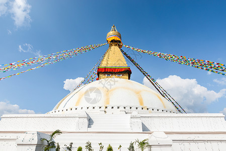 加德满都的眼睛佛塔菩萨经幡旅游晴天佛教徒旗帜精神崇拜背景图片