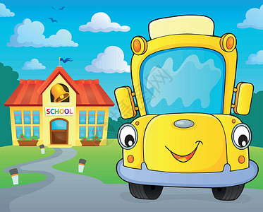 旅行专题直播学校公共汽车专题图5插画