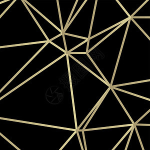 金色三角形深色背景上的金色线条三角形矢量图婚姻金子纪念日几何学多边形奢华钻石卡片婚礼周年插画