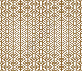 基于日本饰品 Kumik 的无缝模式激光纺织品黄色网格格子装饰品织物六边形白色马赛克背景图片