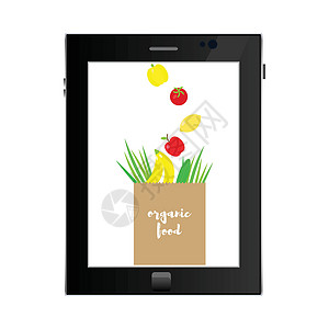 蔬菜价格网上购物 平板电脑屏幕上的水果包营养销售折扣网络电子商务技术养分食物项目收藏设计图片