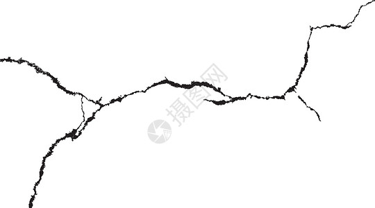 白色背景上的黑裂纹黑色休息碰撞树枝化插图背景图片