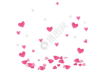 心肾相交时刻粉红色的心随机掉落 浪漫的心设计元素 甜蜜时刻婚礼周年纪念生日的矢量插画插画