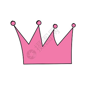 手绘在白色背景上的粉红色皇冠横幅标识稀有性国王女王权威徽章皇家艺术奢华背景图片