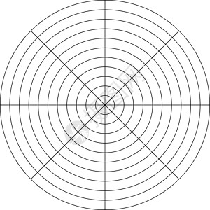 45°10个同心圆和45度阶梯的极地网格 空白矢量极图纸设计图片