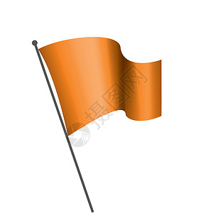 举着旗帜女兵在白色背景上挥舞着橙色旗帜插图材料标准广告商业海浪锦旗织物反射艺术插画