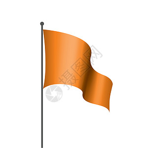 在白色背景上挥舞着橙色旗帜公告横幅插图艺术材料天鹅绒奢华标准橙子丝带背景图片
