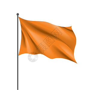 举着旗帜女兵在白色背景上挥舞着橙色旗帜纺织品横幅磁带标签艺术徽章海浪丝带锦旗标准插画