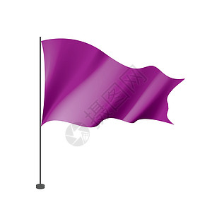 在白色背景上挥舞着紫色旗帜反射锦旗公告艺术商业广告网络徽章奢华横幅插画