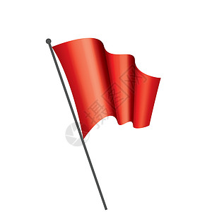 在白色背景上挥舞着红旗商业反射丝绸广告奢华艺术标签磁带海浪插图背景图片