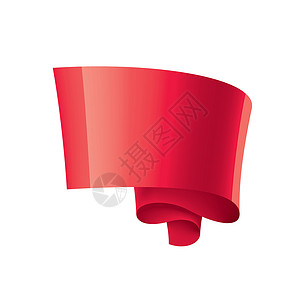 在白色背景上挥舞着红旗广告反射海浪徽章标准网络横幅丝带磁带奢华背景图片
