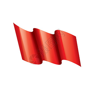 在白色背景上挥舞着红旗广告奢华标签商业横幅海浪丝带插图材料徽章背景图片
