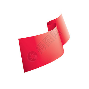 在白色背景上挥舞着红旗天鹅绒奢华公告艺术商业丝绸纺织品网络标签磁带背景图片