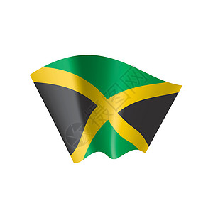 非洲国家白色背景上的牙买加旗帜矢量插图丝带全球黑色框架庆典地理国家海浪绿色联盟设计图片