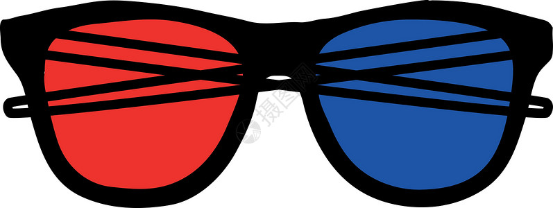红蓝眼镜3d 眼镜图标红色娱乐光学插图标识白色蓝色电视框架立体声插画