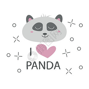 带有可爱熊熊熊熊的熊猫T恤设计竹子插图动物孩子们海报黑与白热带卡通片异国行动背景图片