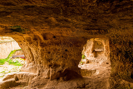 萨克里索库富特-卡莱洞穴城的内观 克里米亚·巴赫奇背景