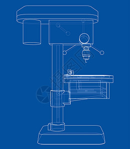 主轴貂钻床概念工程钻头生产力量加工草图机器工业长椅主轴插画