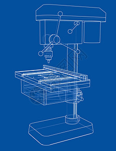 钻床概念生产工具工程渲染工业工厂加工车床技术桌子插画