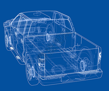 汽车 Suv 绘图轮廓 矢量渲染蓝图插图卡车越野车检查绘画商业运输车辆草稿背景图片