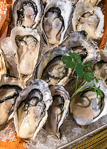 冰上海食美味海鲜自助餐橙子动物冷藏牡蛎食物主菜对虾背景图片