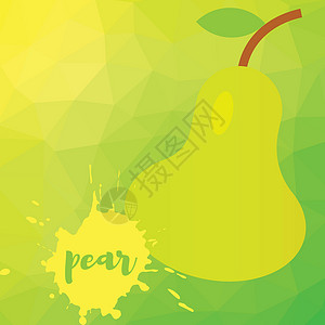 梨子黄色梨多色多边形艺术背景的梨子上设计图片