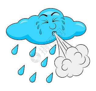 白背景上孤立的云彩卡通设计Name绘画夹子阵风风暴卡通片涂鸦天气插图气象标识背景图片