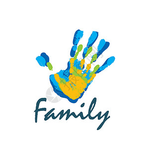 按手印手指以手的形式家庭图标 它制作图案矢量手指创造力童年友谊母亲帮助父亲插图团体社会插画