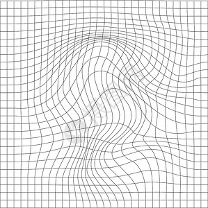 臃肿具有挥动电网和吹风变形的几何背景 矢量图示空气物理科学海浪技术线条波浪状艺术网格曲线设计图片