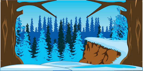 山沟明亮多彩的风景冬季木头 它制作图案矢量插画