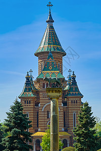 蒂米什瓦拉蒂米索拉东正教教堂信仰教会大教堂地标母狼宗教观光建筑尖顶雕塑背景