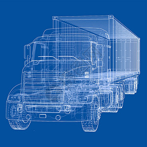 带半挂车的卡车 韦克托技术盒子出口货运草稿贮存送货商品绘画草图背景图片