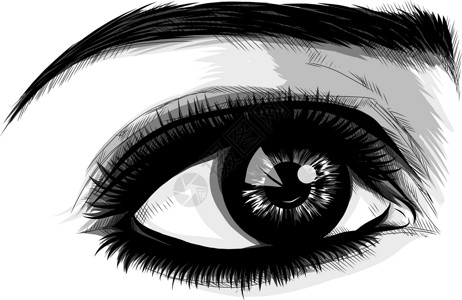 眼科医生测眼力在白色背景上的眼睛 女人的眼睛 眼睛标志 眼睛艺术 人脸蚀刻睫毛医生眼影眼镜彩妆雕刻女性绘画化妆品插画