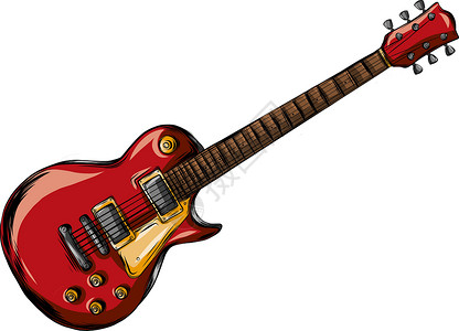 电吉他平板矢量插图 Rock音乐乐器背景图片