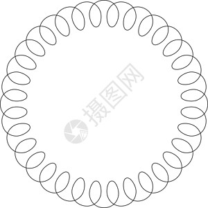 圆形线圈黑电话螺旋电缆在圆圈中的简单平板插图机动性圆形电子产品框架线圈金属娱乐绳索白色橡皮插画