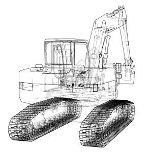 硅胶刮刀挖掘机概念大纲 韦克托商业工作绘图建筑拖拉机矿业工程搬运工刮刀技术设计图片