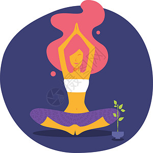 法使佛教素材瑜伽妇女咒语温泉冥想活力顺序平衡插图太阳体操身体插画