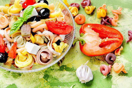 意大利意大利面粉沙拉菜单意面食谱辣椒晚餐香料饮食餐厅食物美食背景图片