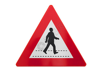 孤立的交通标志     步行过境点对角线白色控制板街道危险通道车道警告指示牌红色背景图片