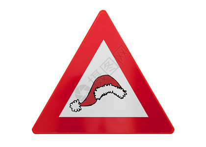 孤立的交通标志     圣诞老人帽子背景图片