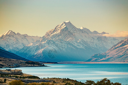 cook通往新西兰最高山峰Mt Cook的路冰川风景旅游公园天空顶峰狐狸沥青蓝色驾驶背景
