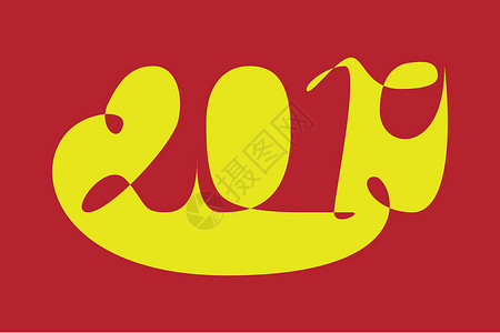 2019 年抽象风格 黄色和红色 新年背景图片